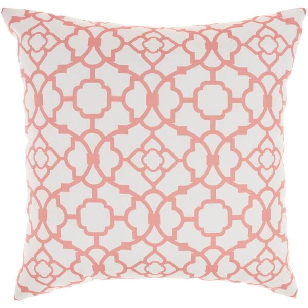 Waverly Waverly Coral Geometric 20 in. x 20 in. Indoor/Outdoor Throw Pillow  001209 - The Home Depot