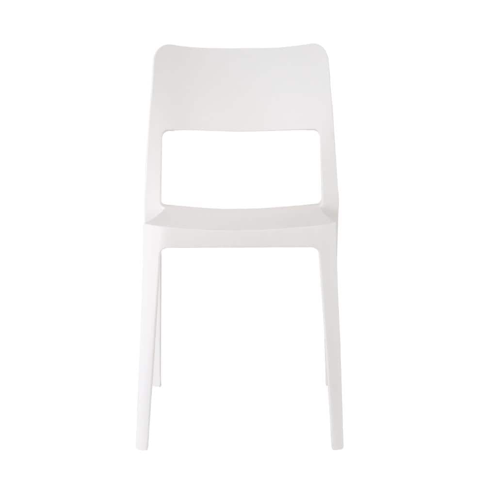 White Stackable Armless Resin Dining Chairs, Set of 2