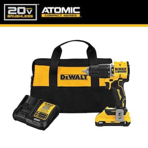 ATOMIC 20V Lithium-Ion Cordless 1/2 in. Compact Hammer Drill with 3.0Ah Battery, 5.0Ah Battery, Charger and Bag