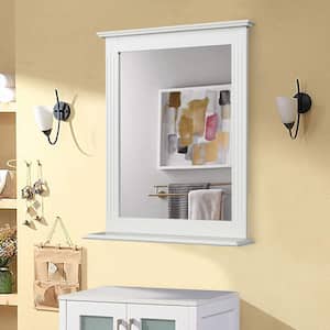 22.5 in. W x 27 in. H MDF Framed Rectangle Wall Bathroom Vanity Mirror in White