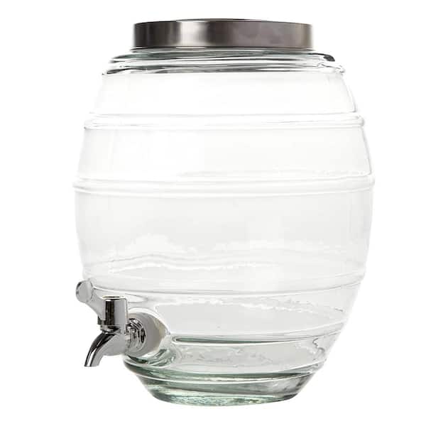 1-Gallon Glass Beverage Dispenser with White Hermetic Top