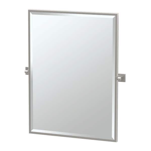 Gatco Elevate 25 in. W x 33 in. H Framed Rectangular Beveled Edge Bathroom Vanity Mirror in Satin Nickel