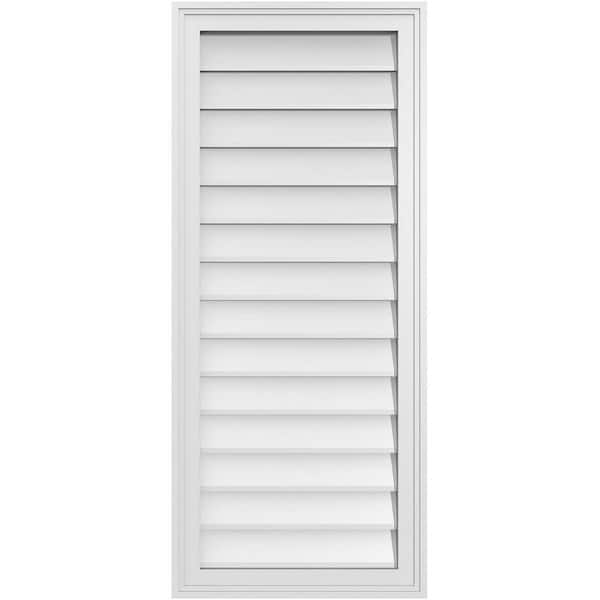 Ekena Millwork 18" x 42" Vertical Surface Mount PVC Gable Vent: Non-Functional with Brickmould Frame