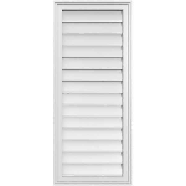 Ekena Millwork 18" x 42" Vertical Surface Mount PVC Gable Vent: Non-Functional with Brickmould Frame