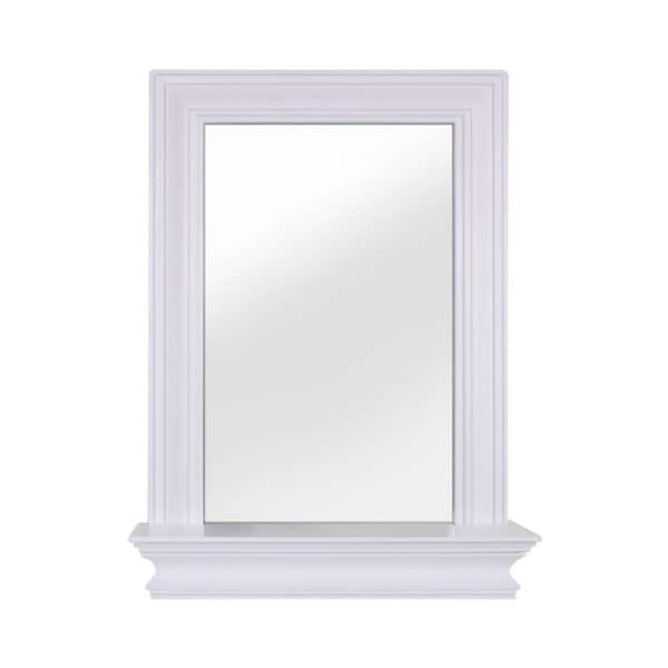 Teamson Home Stratford 18 in. W x 24 in. H Rectangular Framed Wall Bathroom Vanity Mirror in White