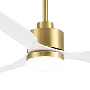 Alisio 52 in. Indoor Gold Ceiling Fans with Light, Integrated LED 3-Reversible White Blades and Remote Control