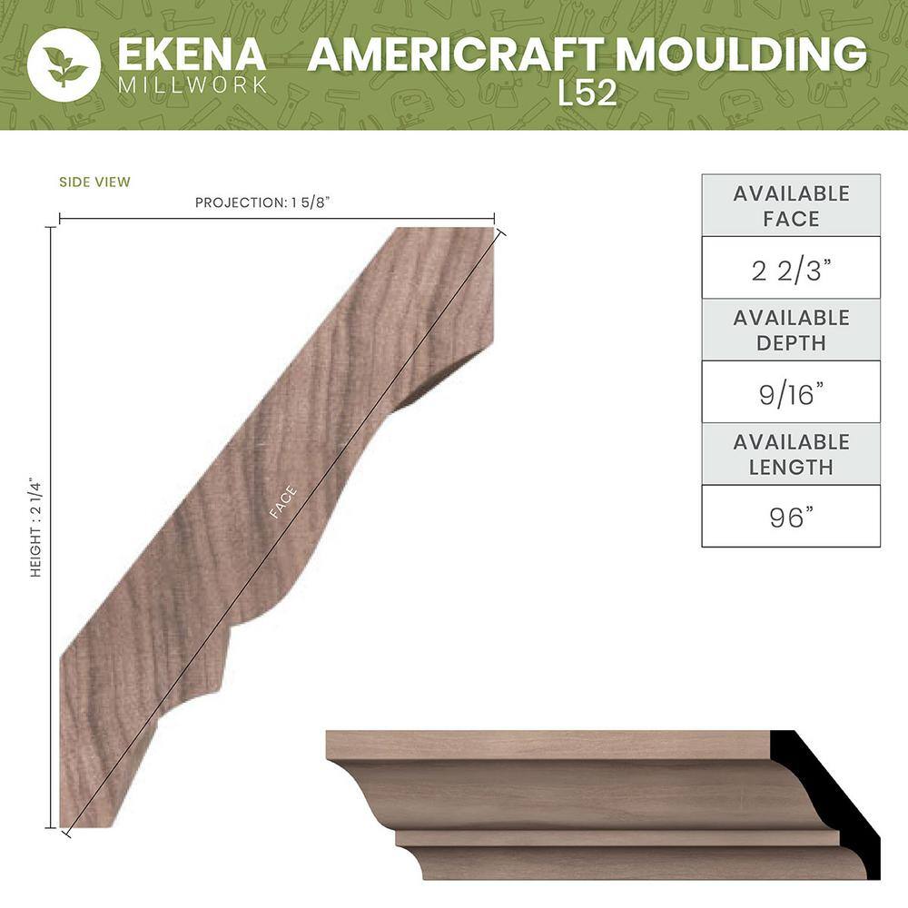 Unfinished Poplar Wood Crown Moulding 96" Length