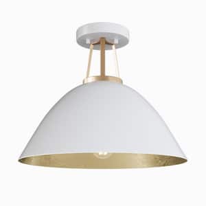 15.8 in. 1-Light Modern Semi-Flush Mount Farmhouse Close to Ceiling Lighting with Metal Shade