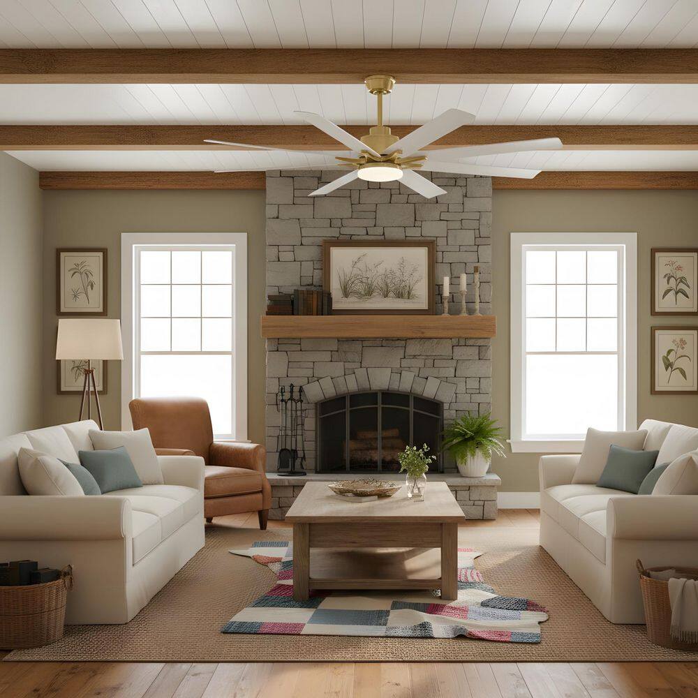 66 in. Integrated LED Indoor Gold Ceiling Fan with Light Kit, Alexa/Google Home Compatible price history on PriceWatchPro