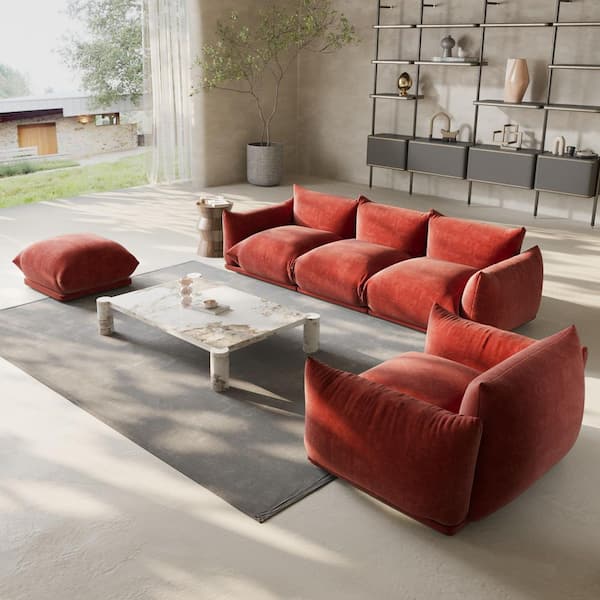 Magic Home Modern 77 in. Flared Arm Chenille 2-Piece Loveseat 2
