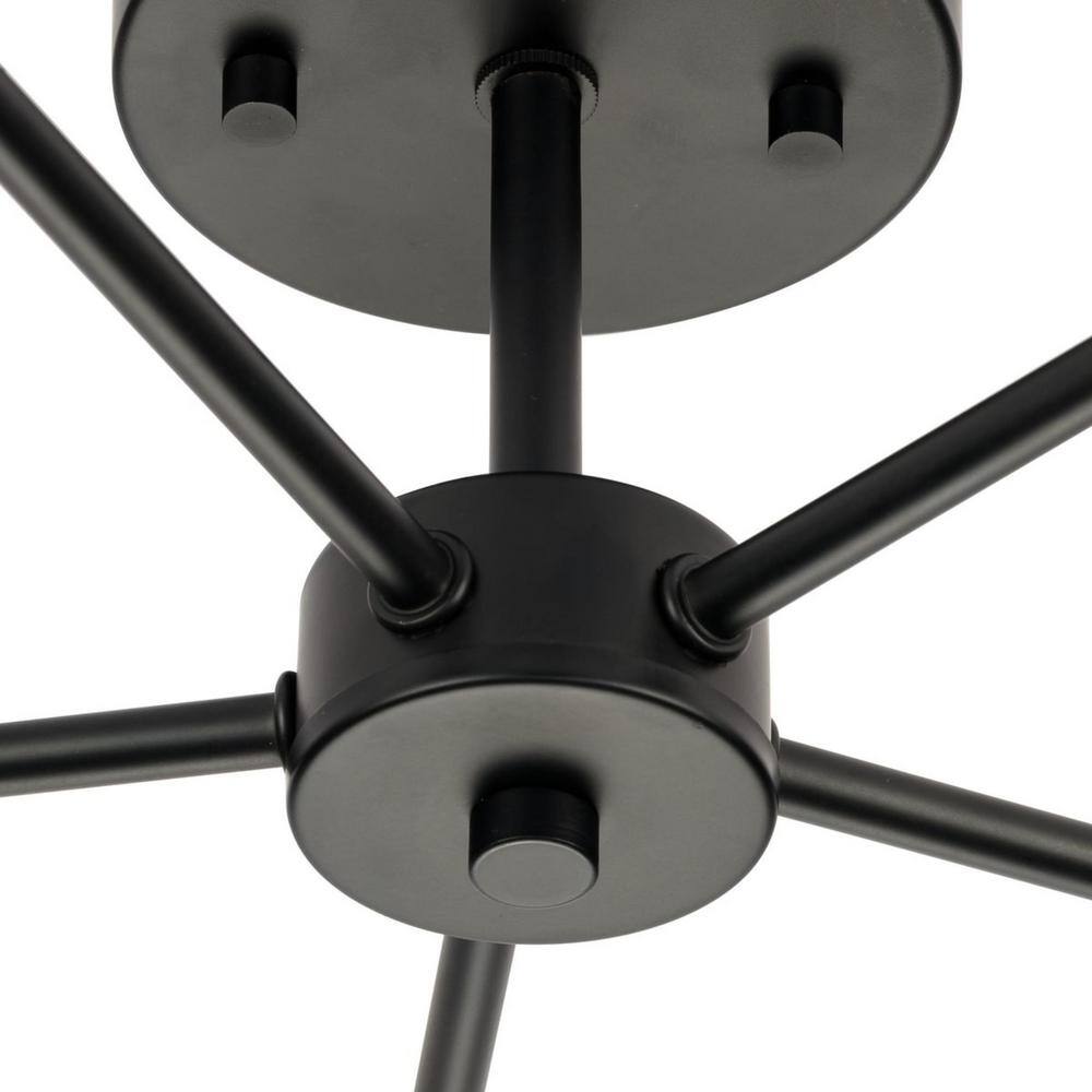 Matte Black 5-Light Semi-Flush Mount with Glass Bulbs
