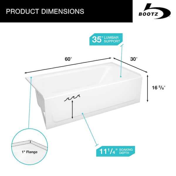 Maui 60 in. x 30 in. Alcove Soaking Bathtub with Left Drain in White