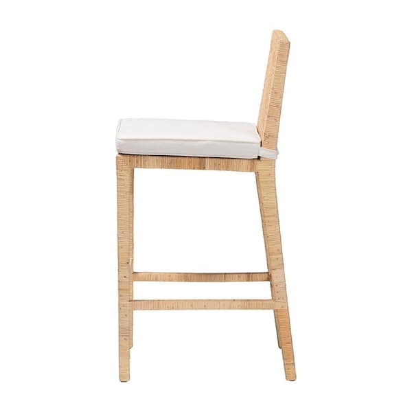 Sofia 28 in. Natural Rattan and Wood Bar Stool