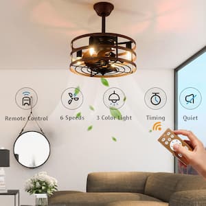 18 in. Indoor Modern Farmhouse Dark Brown 6-Speed Reversible Motor Ceiling Fan with Light Kit and Remote