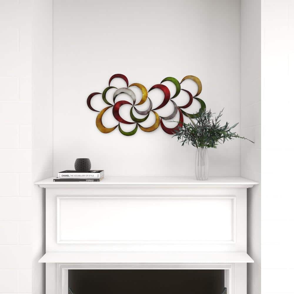 Multicolored Abstract Pinwheel Metal Wall Sculpture
