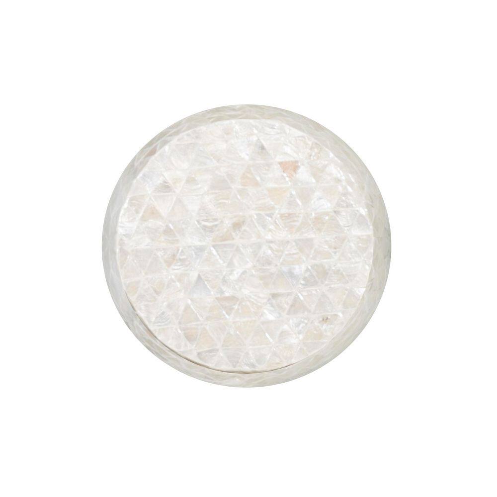 Jaynie 13.75 in. Ivory and Blue Drum Capiz Shell Accent End Table - thumbnail 5