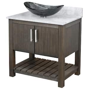 Ocean Breeze 31in. W x 22in D. x 31in. H Bath Vanity in Cafe Mocha with Cararra Marble Top