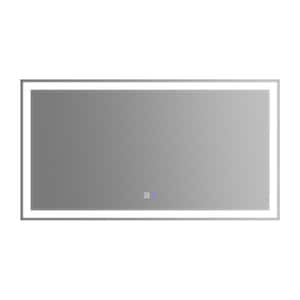 55 in. W x 30 in. H Rectangular Frameless Wall Backlit FrontLit LED Bathroom Vanity Mirror with Light Anti Fog, Dimmable