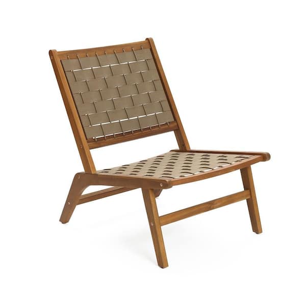 32.12 in. Outdoor Wood Woven Armless Deck Chair
