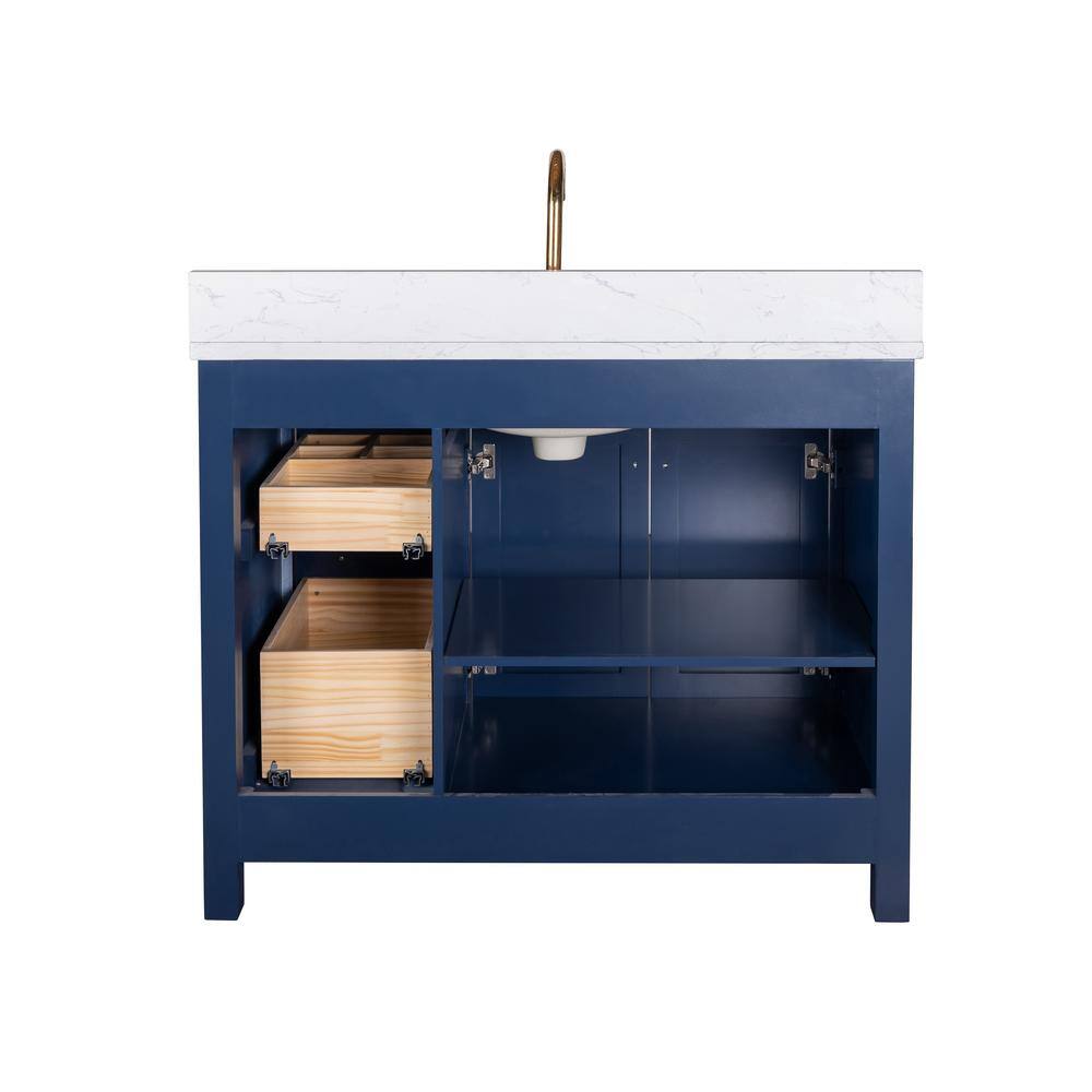 Navy Blue 42" Freestanding Solid Wood Bathroom Vanity