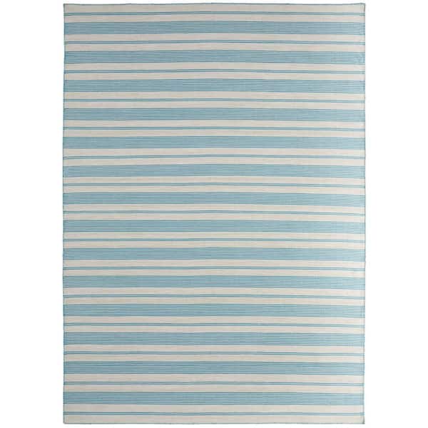 Weave & Wander Granberg Turquoise 5 ft. x 8 ft. Striped Area Rug