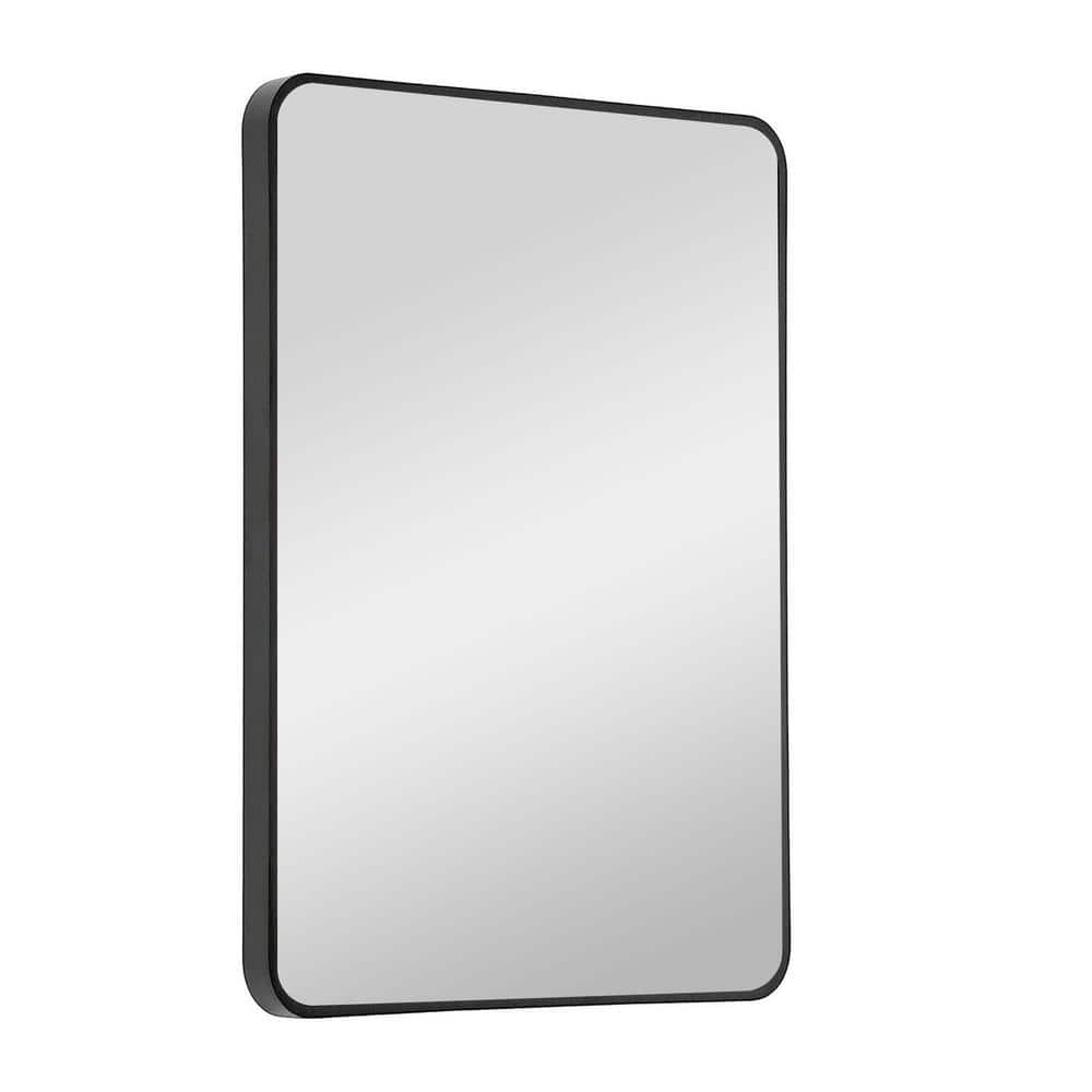 TETOTE Black Oval Mirror, 22x30 Matte Black Framed Shatterproof Mirror
