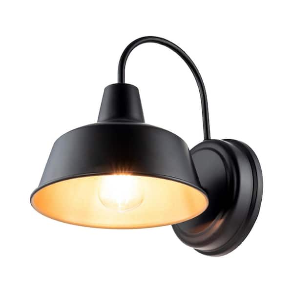 Hukoro 13 in. H 1-Light Dark Bronze with Gold-Painting Inside Outdoor Hardwired Barn Sconce