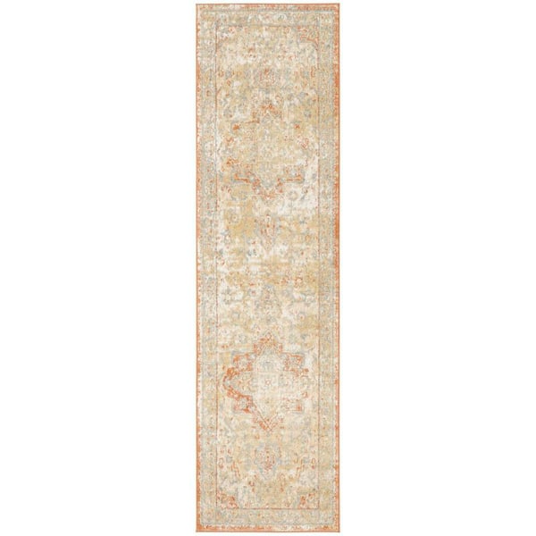 Essentials Persian Beige Rust 2 ft. x 14 ft. Center medallion Traditional Runner Area Rug