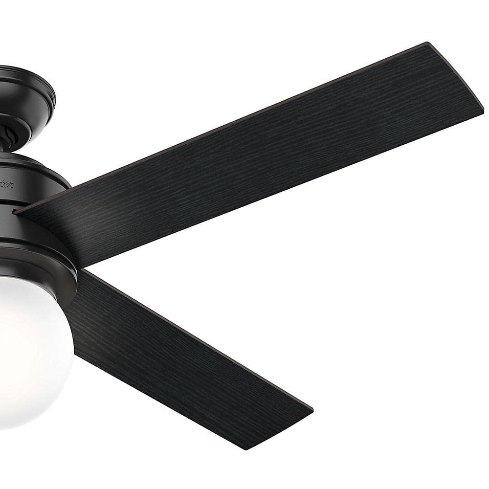 52" Matte Black Ceiling Fan with Globe Light and Wall Control