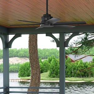 Kennicott 52 in. Matte Black Outdoor Ceiling Fan with Wall Control For Patios or Bedrooms