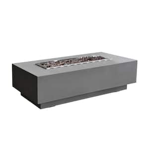 Granville 60 in. x 27 in. x 17 in. Rectangle Concrete Natural Gas Fire Pit Table in Light Gray