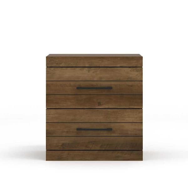 GALANO Furniture Hamsper 2-Drawer Knotty Oak Nightstand Sidetable