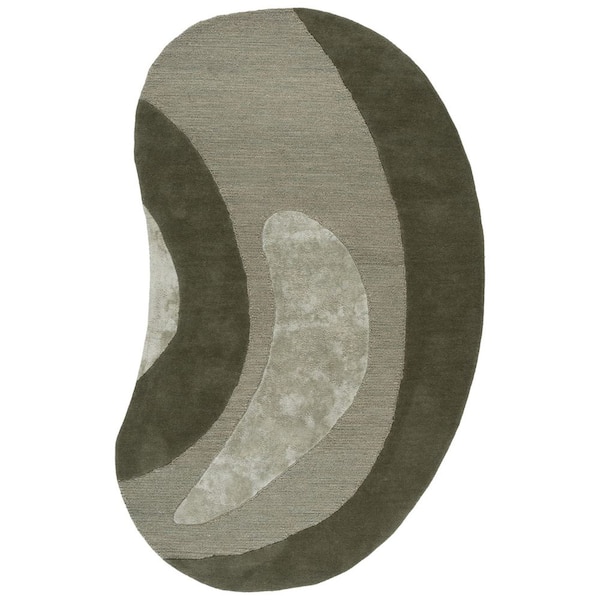 Novelty 5 ft. x 8 ft. Specialty Green Abstract Curved Area Rug