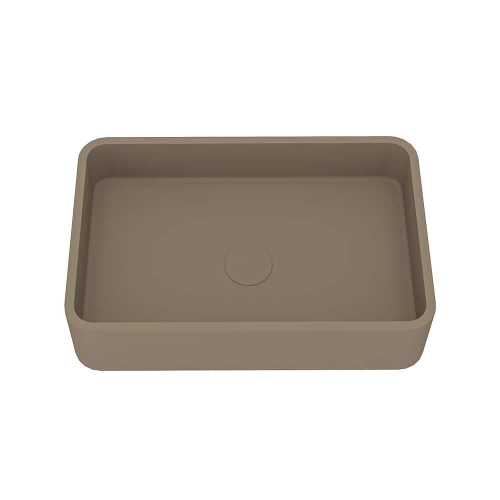 Taupe Clay Rectangular Ceramic Bathroom Sink