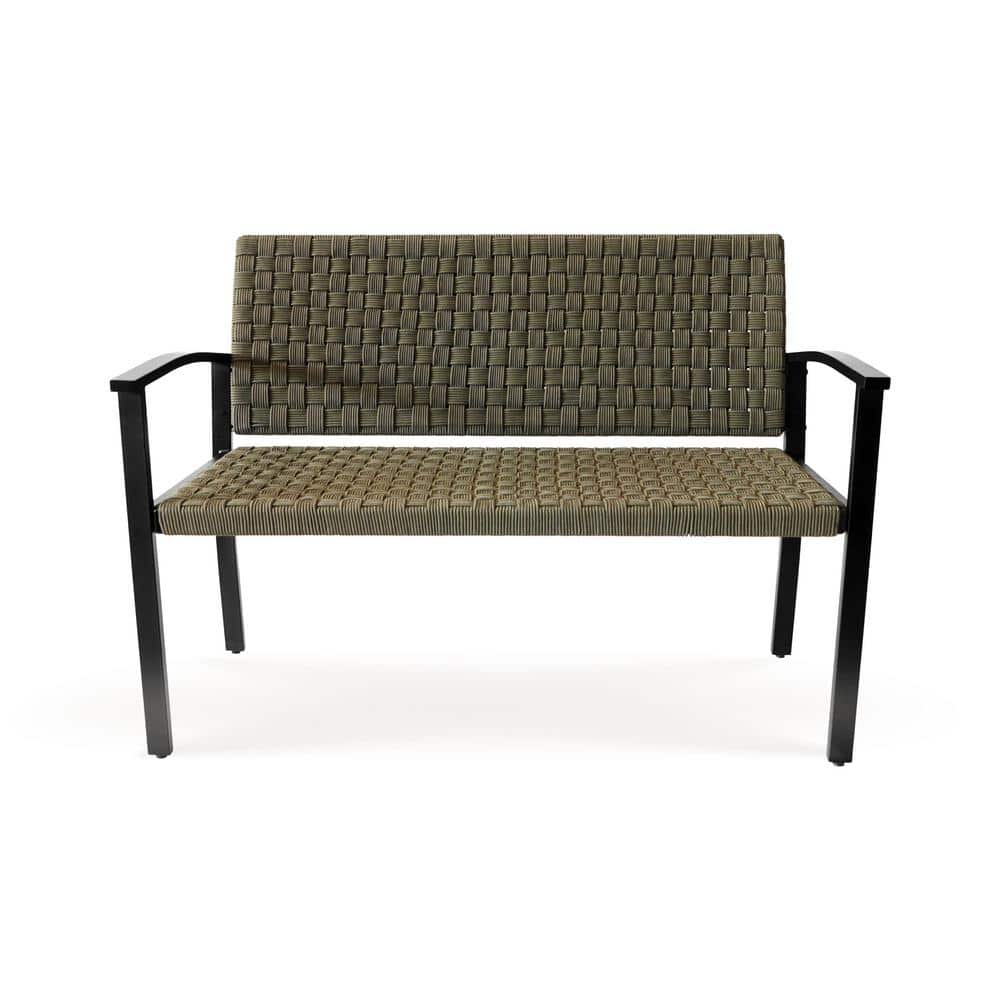 Chelsea 2-Person Olive Wicker Metal Outdoor Bench
