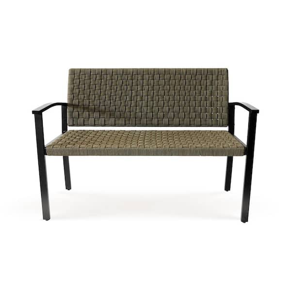 Unbranded Chelsea 2-Person Olive Wicker Metal Outdoor Bench