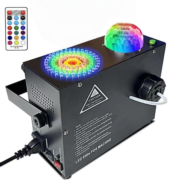 600-Watt Smoke Machine w/ Disco Ball Upward Spray, 72 LED Lights, 2000 CFM Spray, Remote Control, Perfect for Halloween