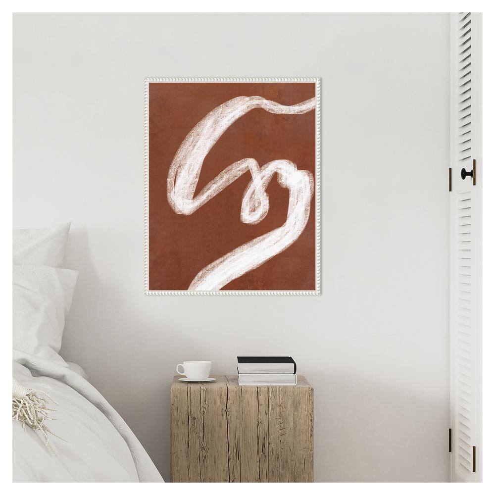 Phantom Thread I Abstract Brown and White Canvas Art with Beaded Frame