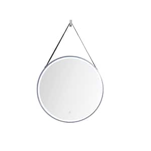 Annapolis 27.6 in. W x 36.5 in. H Round Framed Wall Mirror in Brushed Nickel
