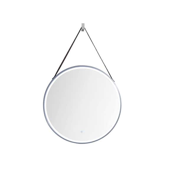 James Martin Vanities Annapolis 27.6 in. W x 36.5 in. H Round Framed Wall Mirror in Brushed Nickel