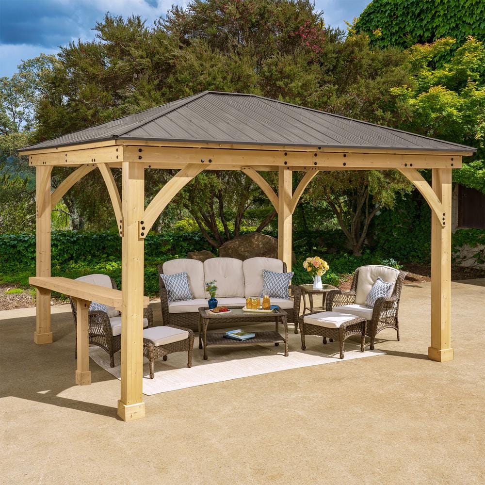 Yardistry Meridian 12 ft. x 14 ft. Premium Cedar Outdoor Patio Shade ...