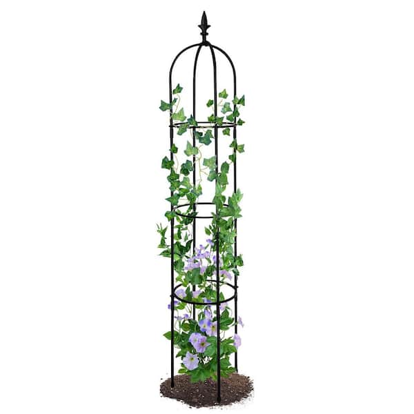 6. 2ft Garden Obelisk Trellis ; Lightweight Rustproof Plastic Coated Metal Tall Tower Trellis Stand