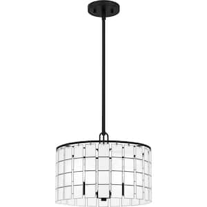 Seigler 3-Light Matte Black Shaded Pendant