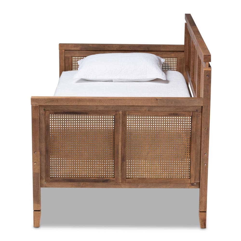 Walnut Brown Twin Upholstered Daybed with Trundle