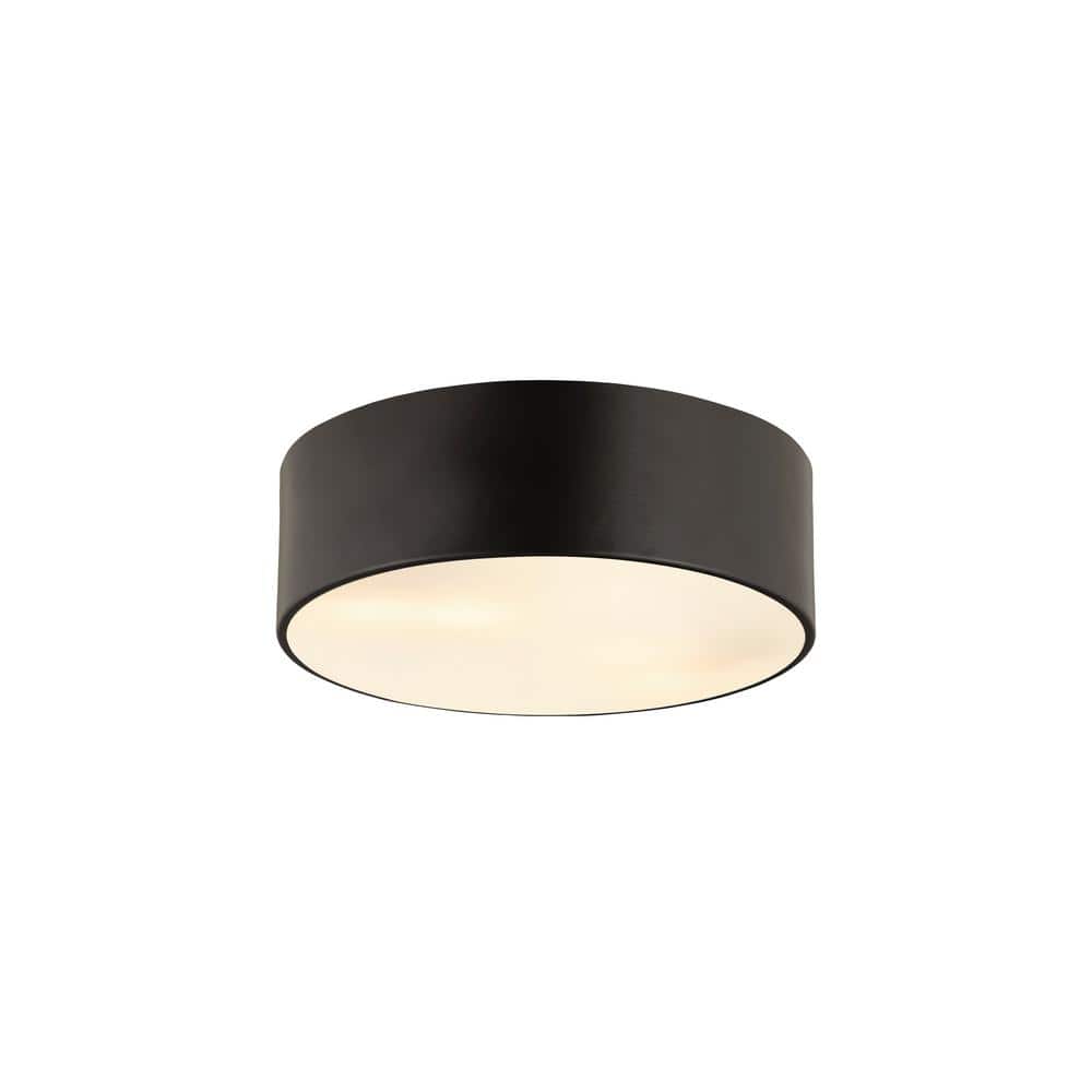 Harley Modern Matte Black Steel Drum Flush Mount Light