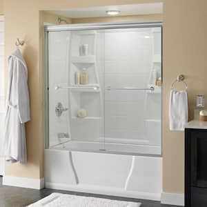 Lyndall 60 in. x 58-1/8 in. Semi-Frameless Traditional Sliding Bathtub Door in Chrome with Clear Glass