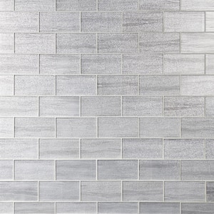 Demure Silver 4.37 in. x 8.74 in. Polished Glass Wall Tile (5.3 sq. ft./Case)