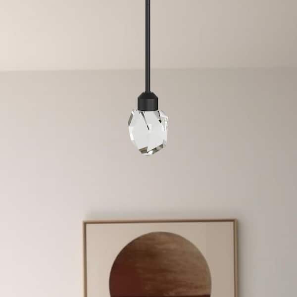 5W Modern Black Crytsal Diamond LED Pendant Light with Warm 3000K, 1-Light Hanging Lamp Fixture for Kitchen Living Room