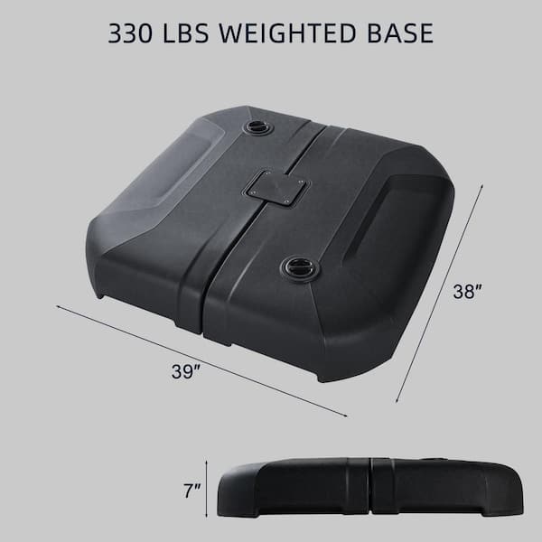 12 ft. Square High-Quality Wood Pattern Aluminum Cantilever Patio Umbrella with Stand in Navy Blue