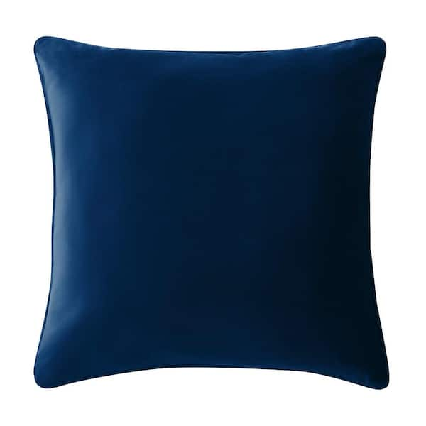 Throw Pillow Cotton Velvet Blue with Piped Pattern 18 Square